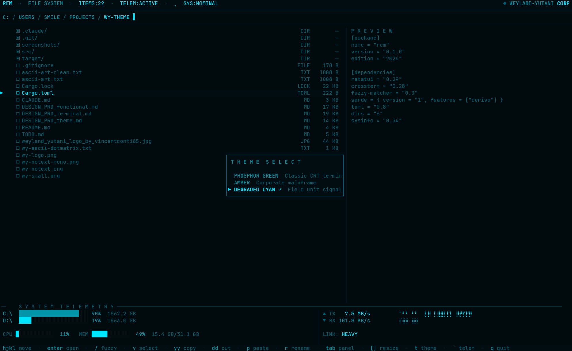 Corporate Cyan display profile with theme picker